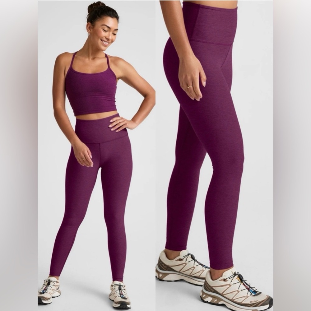 Beyond Yoga Spacedye Caught In The Midi High Waisted Legging Aubergine Beet S